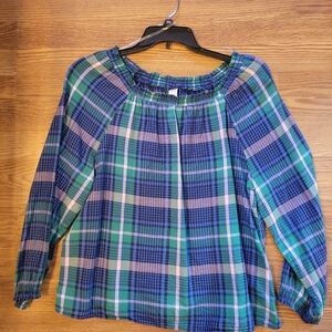 Old Navy blue/ green plaid top